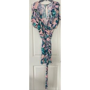 Torrid Tropical Print Jumpsuit - Pink and Green